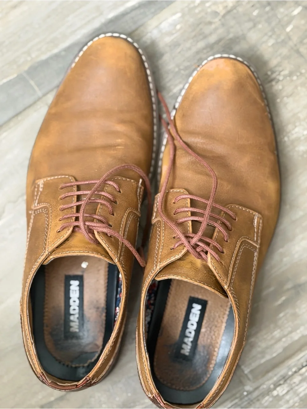 Steve Madden Men's Tan Leather Lace-Up Oxfords